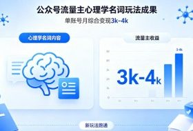 公众号流量主新跑通心理学名词玩法，单账号月综合变现3k-4k