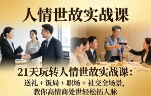 （17968期）21 天玩转人情世故实战课：送礼 + 饭局 + 职场 + 社交全场景，教你高情商处世轻松拓人脉