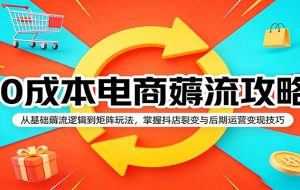 0成本电商薅流攻略:从基础薅流逻辑到矩阵玩法,掌握抖店裂变与后期运营变现技巧