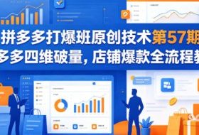 拼多多打爆班原创技术第57期,拼多多四维破量,店铺爆款全流程教学