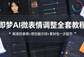 即梦AI微表情调整全套教程，精准控表情+原创提示词+素材包一次配齐