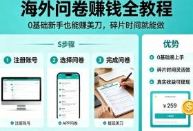 海外问卷賺钱全教程，0基础新手也能賺美刀，碎片时间就能做