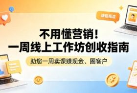 不用懂营销！一周线上工作坊创收指南，助您一周卖课賺现金、圈客户