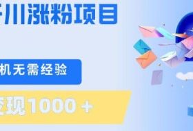 刚需千川涨粉项目,一部手机无需技术,单日变现1k+,当天做当天见收益【揭秘】