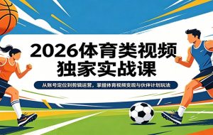 2026体育类视频独家实战课：从账号定位到剪辑运营，掌握体育视频变现与伙伴计划玩法