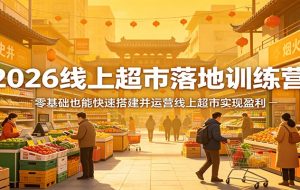 2026线上超市落地训练营,零基础也能快速搭建并运营线上超市实现盈利