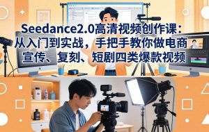 （18019期）Seedance2.0高清视频创作课：从入门到实战，手把手教你做电商、宣传、复刻、短剧四类爆款视频