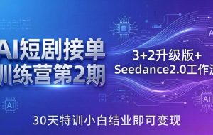 (18030期)AI短剧接单训练营第2期:3+2升级版+Seedance2.0工作流,30天特训小白结业即可变现