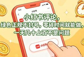 小红书评论，绿色正规不封号，零碎时间就能做，一天几十上百不是问题【揭秘】