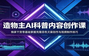 AI科普内容创作课:独家干货零基础掌握克隆音色文案创作与视频制作技巧
