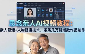 (18039期)思念亲人AI视频教程:亲人复活+人物替换技术,条条几万赞爆款作品制作