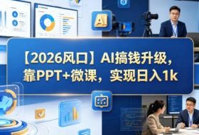 【2026风口】AI搞钱升级，靠PPT+微课，实现日入1k