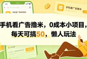 手机看广告撸米，0成本小项目，每天可搞50，懒人玩法