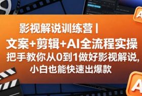 影视解说训练营｜文案+剪辑+AI全流程实操，把手教你从0到1做好影视解说，小白也能快速出爆款