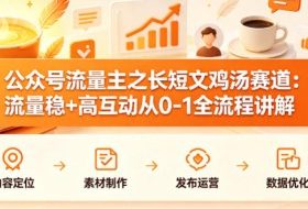 公众号流量主之长短文鸡汤赛道，流量稳+高互动，从0-1全流程讲解