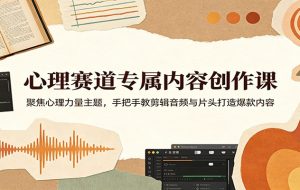 心理赛道专属内容创作课：聚焦心理力量主题，手把手教剪辑音频与片头打造爆款内容
