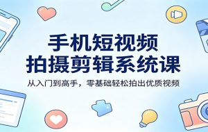 手机短视频拍摄剪辑系统课：从入门到高手，零基础轻松拍出优质视频