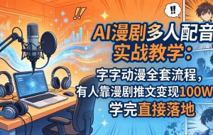 （18060期） AI漫剧多人配音实战教学：字字动漫全套流程，有人靠漫剧推文变现100W+，学完直接落地
