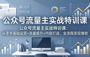 （18072期）公众号流量主实战特训课：从零学基础运营+流量提升+内容打造，全流程变现增收