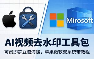（18073期）AI视频去水印工具包：可灵即梦豆包海螺，苹果微软双系统带教程