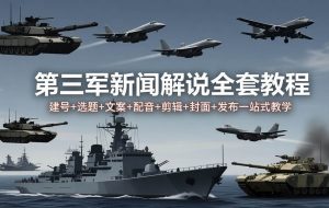 （18081期）第三军迷新闻解说全套教程：建号+选题+文案+配音+剪辑+封面+发布一站式教学