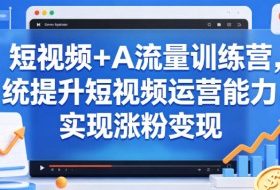 短视频+AI流量训练营，统提升短视频运营能力，实现涨粉变现
