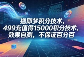撸即梦积分技术，499充值得15000积分技术，效果自测，不保证百分百