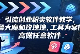 引流创业粉卖软件教学，以鲁大魔和玫瑰工具为案例，可做任意软件