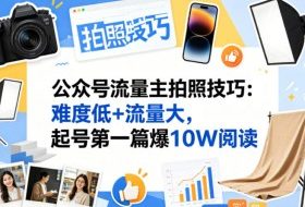 公众号流量主之拍照技巧赛道，难度低+流量大，起号第一篇就爆了10w阅读