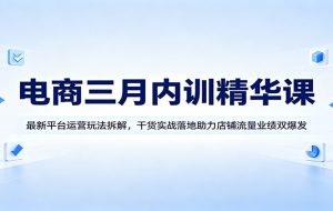 电商三月内训精华课：最新平台运营玩法拆解，干货实战落地助力店铺流量业绩双爆发