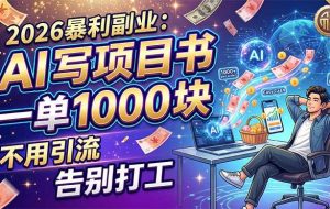 （18087期）2026暴利副业：AI 写项目书，一单 1000 块，不用引流，告别打工