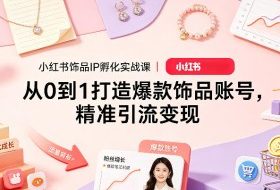 小红书饰品IP孵化实战课｜从0到1打造爆款饰品账号，精准引流变现