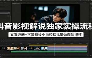 抖音影视解说独家实操流程，文案速通+字幕预设小白轻松批量做爆款视频