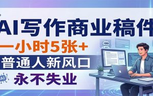 AI写作商业稿件，一小时5张+，普通人新风口，永不失业