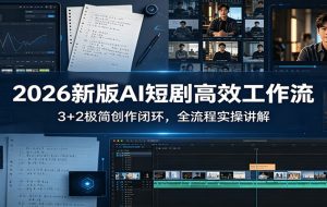 2026新版AI短剧高效工作流：3+2极简创作闭环，全流程实操讲解