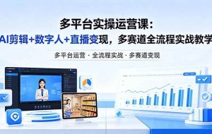 （18131期）某团队多平台实操运营课-更新26年4月20：AI剪辑+数字人+直播变现，多赛道全流程实战教学