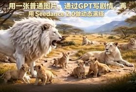 用一张普通图片，通过GPT写剧情，再用Seedance 2.0做动态演绎，居然能生成迪士尼风格搞笑动画