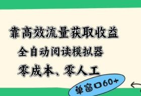 靠高效流量获取收益，零成本全自动阅读模拟器2.0全新玩法，单窗口高达50+蓝海小众项目【揭秘】
