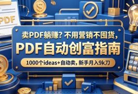 卖PDF躺賺？不用营销不囤货，PDF自动创富指南，1000个ideas+自动卖，新手月入9k刀【原创双语字幕】