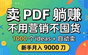 （18146期）卖 PDF 躺赚？不用营销不囤货，1000 个 ideas + 自动卖，新手月入 9000 刀【原创双语字幕】
