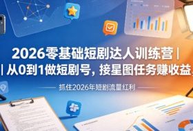 2026零基础短剧达人训练营｜从0到1做短剧号，接星图任务賺收益，抓住2026年短剧流量红利