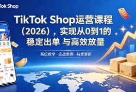 TikTok Shop运营课程（2026），实现从0到1的稳定出单与高效放量