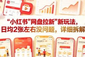 小红书【网盘拉新】新玩法，日均2张左右没问题，详细拆解