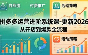 （18157期）拼多多运营进阶系统课-更新2026：从开店到爆款全流程，自然流+付费推广+活动策略