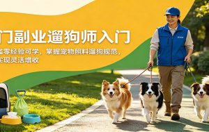 热门副业遛狗师入门，无门槛零经验可学，掌握宠物照料遛狗规范，轻松实现灵活增收