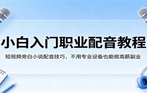 小白入门职业配音教程，短视频旁白小说配音技巧，不用专业设备也能做高薪副业