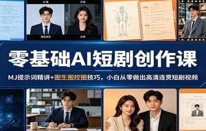 零基础AI短剧创作课：MJ提示词精讲+图生图控图技巧，小白从零做出高清连贯短剧视频