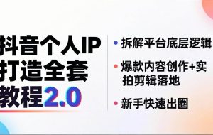 （18163期）抖音个人IP打造全套教程2.0 拆解平台底层逻辑，爆款内容创作+实拍剪辑落地，新手快速出圈
