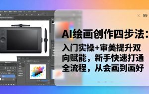 （18166期）AI绘画创作四步法：入门实操+审美提升双向赋能，新手快速打通全流程，从会画到画好