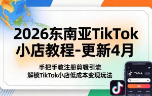 （18180期）2026东南亚TikTok小店教程-更新4月，手把手教注册剪辑引流，解锁TikTok小店低成本变现玩法